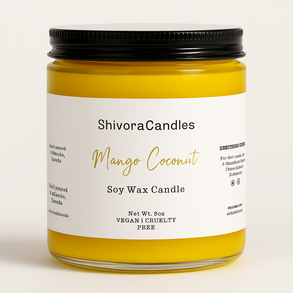 Mango Coconut soy wax candle 8 oz hand-poured in Ontario Canada